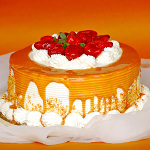 Fresas con Caramelo con topping de Vainilla y bano de Caramelo